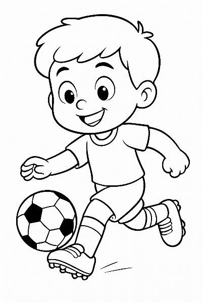 Criança Jogando Futebol na Copa do Mundo para Colorir
