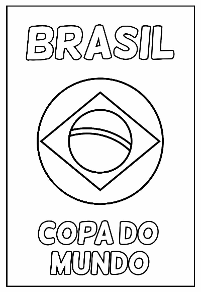 Desenho da Bandeira do Brasil na Copa do Mundo para Colorir