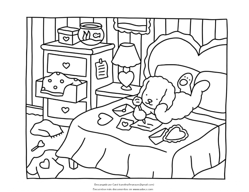 Desenho Bobbie Goods de Cachorrinho Brincando no Quarto para Colorir