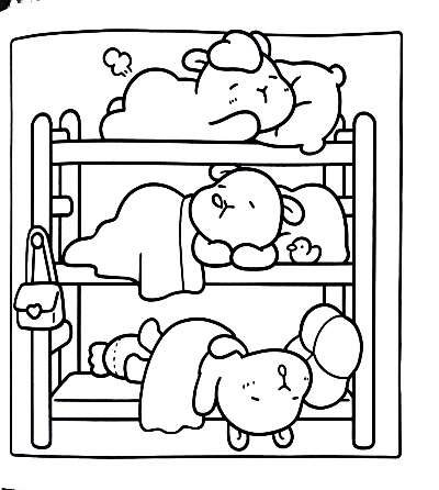 Desenho de Capivaras Dormindo em Beliche para Colorir