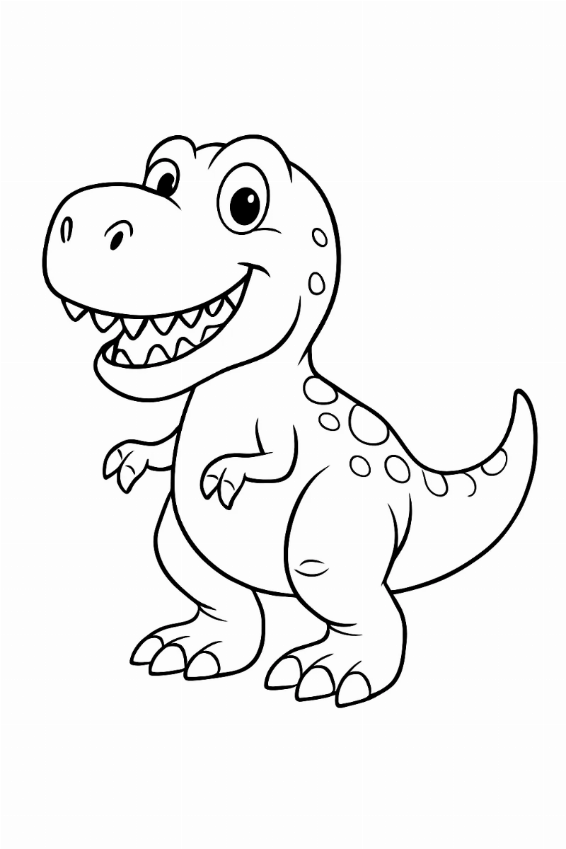 Desenho de Dinossauro Tiranossauro Rex Sorridente para Colorir