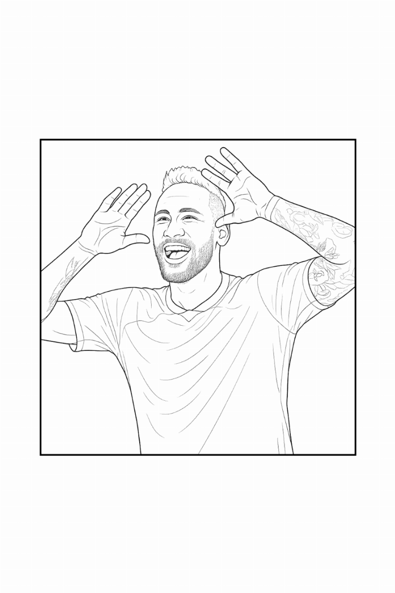 Desenho de Neymar Celebrando para Colorir
