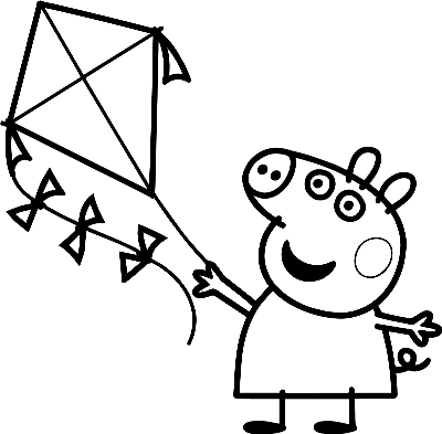 Desenho da Peppa Pig Brincando com Pipa para Colorir