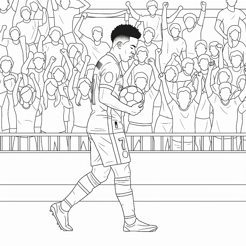 Desenho de Vinícius Júnior Celebrando com a Bola para Colorir