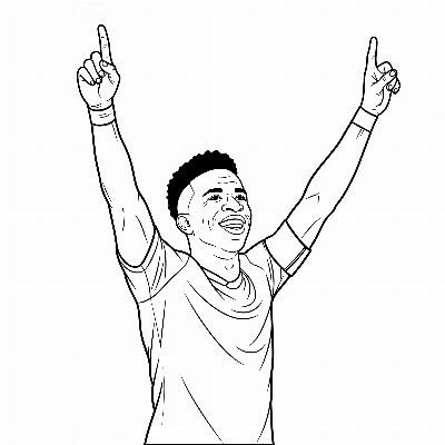 Desenho de Vinícius Júnior Celebrando Gol para Colorir
