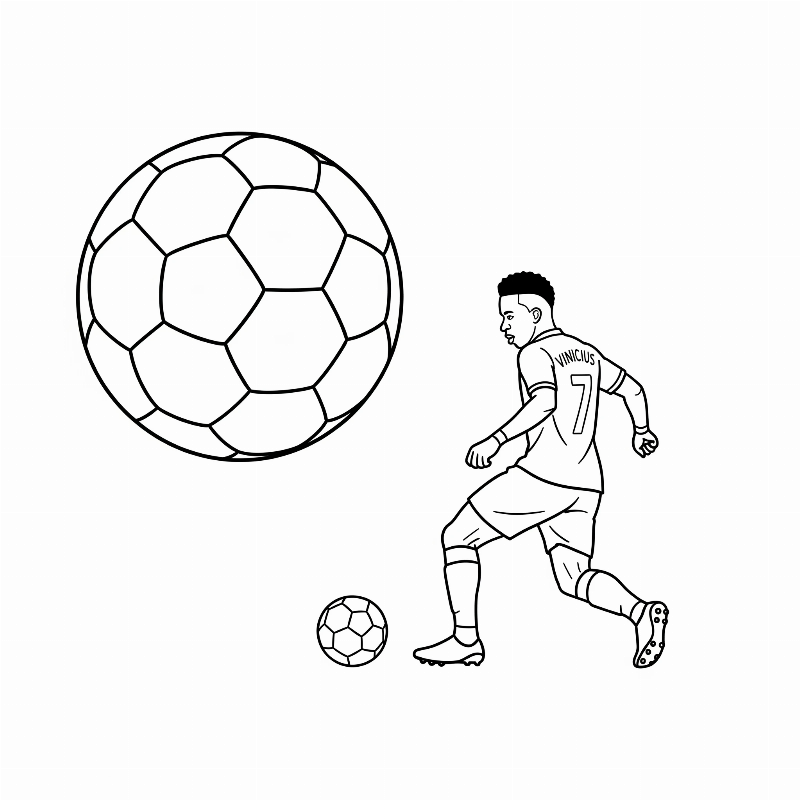 Desenho de Vinícius Júnior Jogando Futebol para Colorir