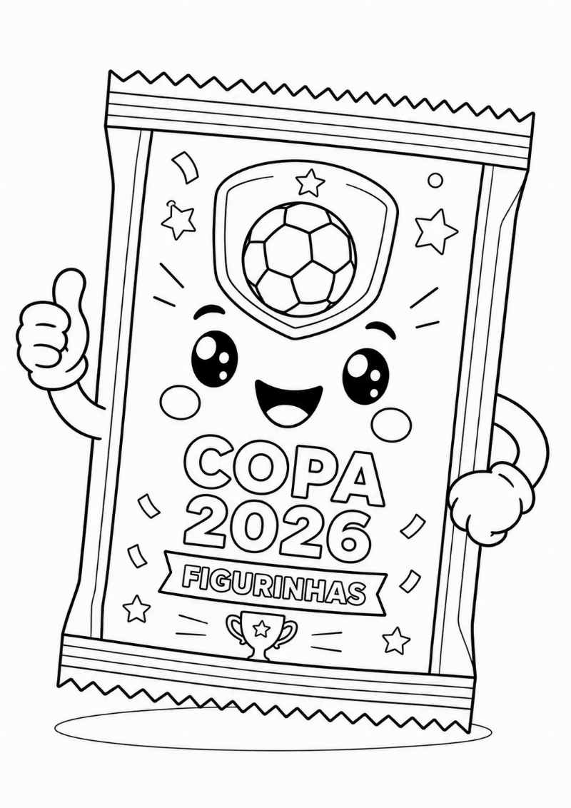 Pacotinho de Figurinhas da Copa do Mundo 2026 para Colorir